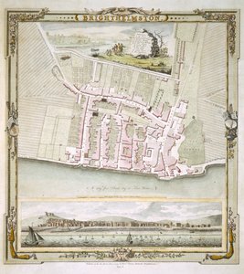 Thomas Yeakellin ja William Gardnerin Brightonin kartta, kaiverrus Whitchurch, 1779 (värikaiverrus)